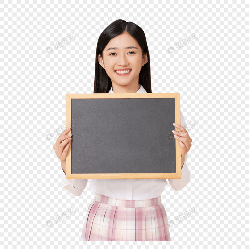 举着黑板的女学生图片