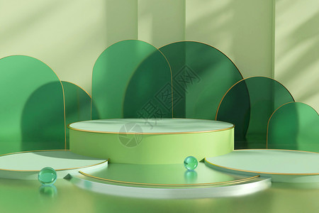绿色清爽冰棒blender清新几何展台设计图片
