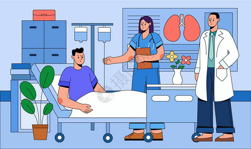 扁平化医生人物住院治疗运营矢量插画插画