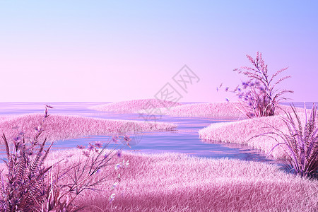 夏季草原旅游唯美毛绒水面背景设计图片