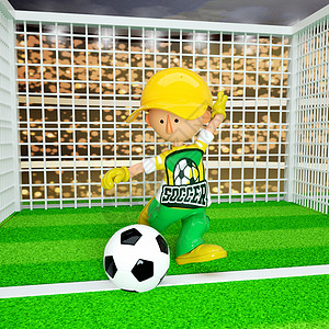 活动赛事C4D卡通足球男孩射门3D元素插画