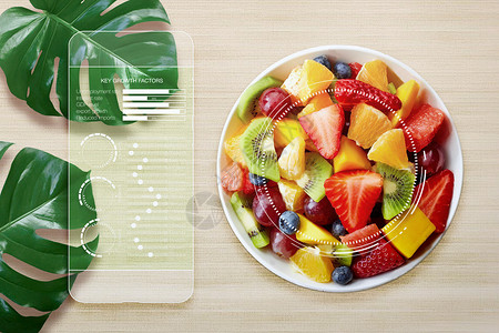 健身沙拉创意手机水果沙拉健康生活设计图片