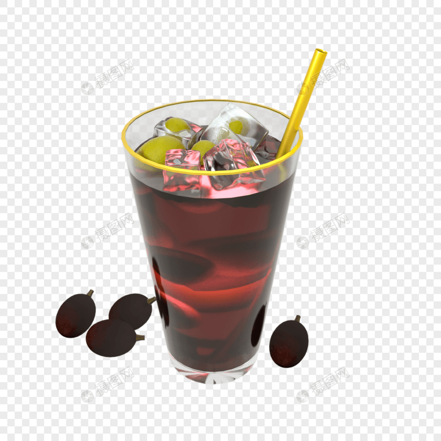 3d立体夏季葡萄汁清凉饮品图片
