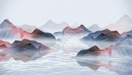 大气水墨山水大气扭曲山水国风新中式设计图片