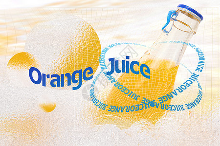 玻璃风橙汁背景图片