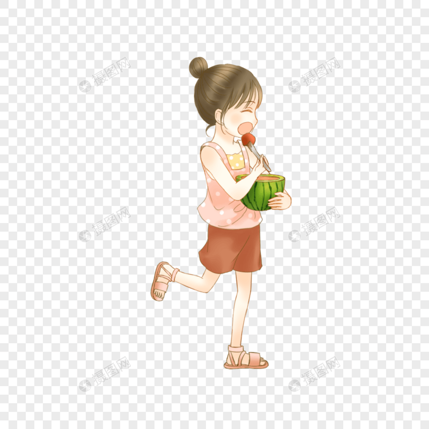 吃瓜的女孩图片