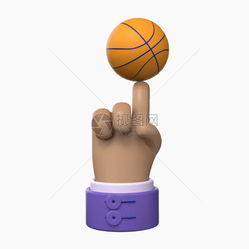 C4D立体3D篮球手势GIF图图片