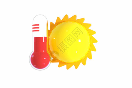 暑期高温预警图片创意C4D高温红色预警天气图标GIF高清图片