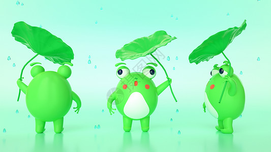 C4D夏日小青蛙Q版IP模型背景图片