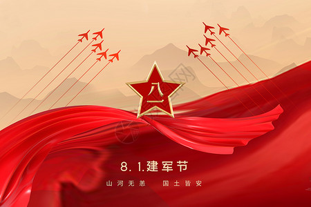 红色庄重大气八一建军节背景背景图片