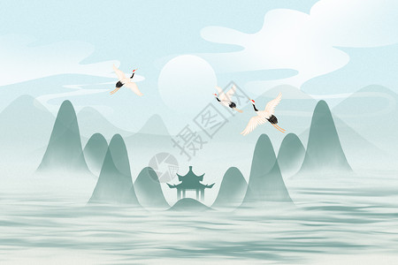 中式清新国潮背景背景图片