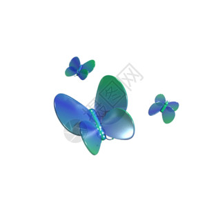 3D立体字母创意C4D酸性渐变镭射蝴蝶装饰物GIF图高清图片