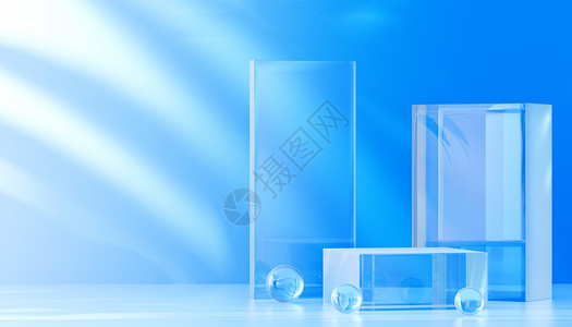 C4D通透玻璃质感展台背景背景图片