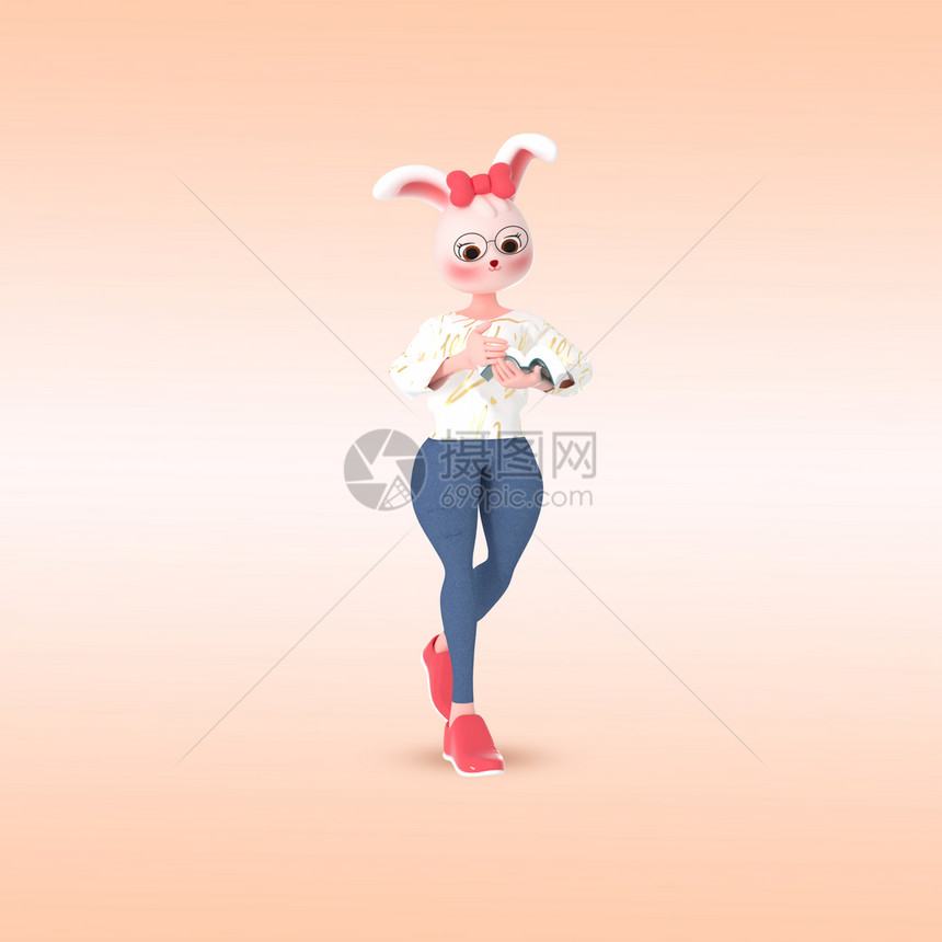 兔子老师翻书3d立体拟人模型图片
