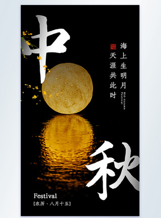 夜月中秋节摄影图海报模板
