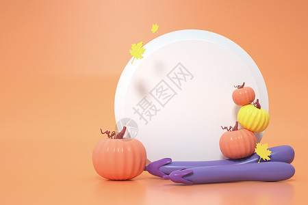 三味茄子3D创意秋天丰收背景设计图片