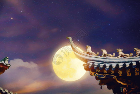 建筑物素材中秋节唯美大气夜景GIF高清图片