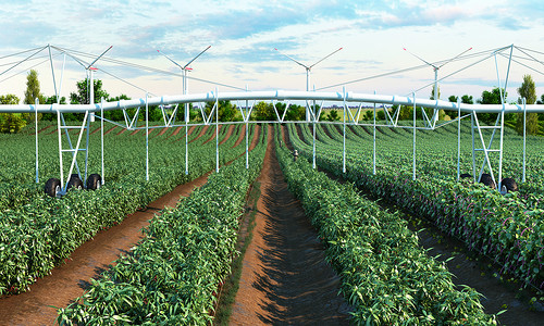 农业机械化3D自动化农业场景设计图片