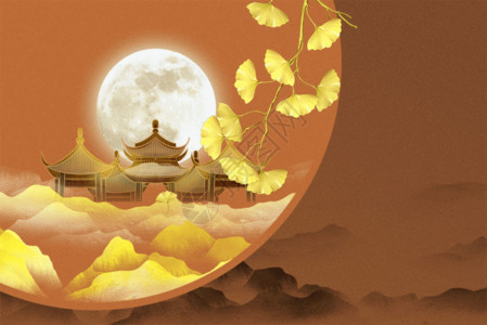 秋季建筑银杏宫殿秋天背景GIF高清图片