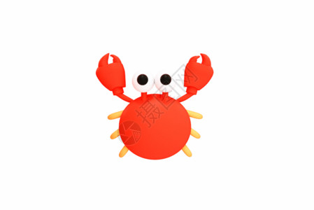 创意眼睛创意C4D可爱海洋生物螃蟹GIF高清图片