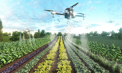 农业喷洒3D自动化农业场景设计图片