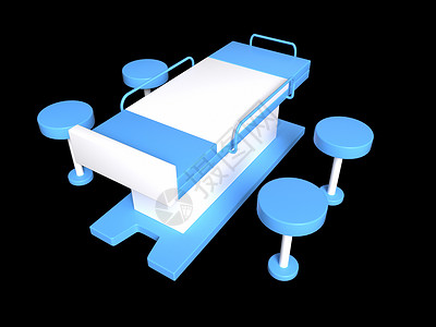 C4D手术床蓝白卡通3D立体元素背景图片