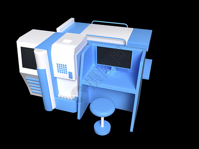 C4D蓝白电脑医疗机器3D立体元素高清图片