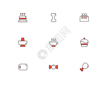 糖果糕点食物简洁可爱图标插画