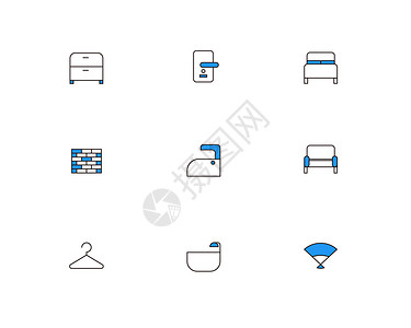 五金门锁生活简洁小图标插画