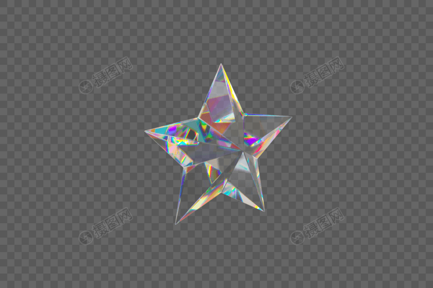 创意C4D立体弥散风彩色五角星玻璃模型图片