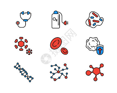 怀旧物品红色细胞组织医疗图标插画