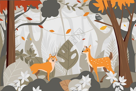 秋季秋分森林小动物图片