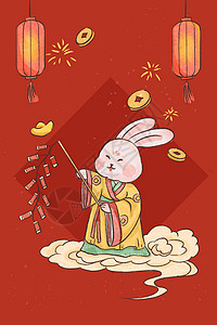 中国风新年兔年插画背景图片