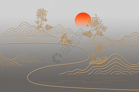 老山城创意重阳赏菊背景设计图片
