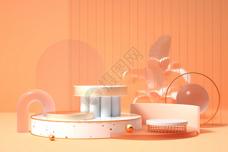 橙色组合展台设计图片