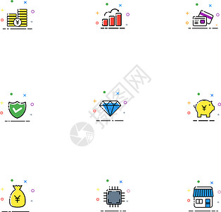 金融科技类矢量MBE图标图片