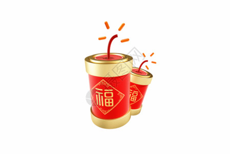 茶字3d素材创意C4D新年鞭炮GIF高清图片