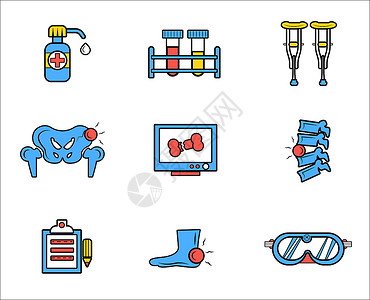 诊断拍片医疗骨科扁平图标插画