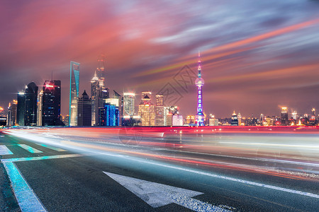 夜景城市道路创意唯美汽车公路背景设计图片