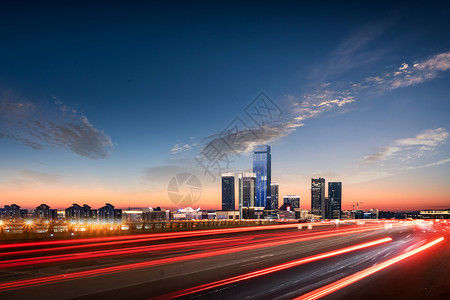 夜景城市道路唯美城市夜景大气汽车公路背景设计图片