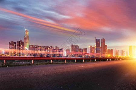 夜景城市道路创意唯美大气汽车公路背景设计图片