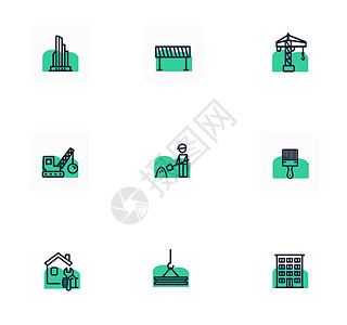 工业行业绿色建筑行业矢量图标插画