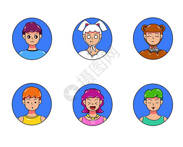 蓝色可爱打工人职业滑板人物头像SVG图标元素图片
