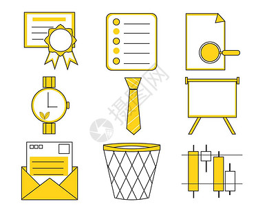 男士手表海报黄色可爱商务SVG图标元素插画