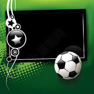 足球横幅与球和电视在绿图片