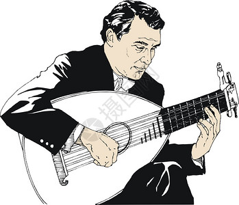 一个人弹吉他的插图图片