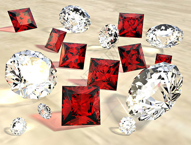 红宝石和钻石随机散落图片