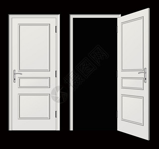 插图黑色背景上的两扇白色门背景图片