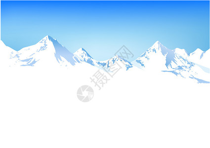 多雄拉雪山与高山的冬天风景插画