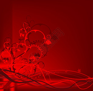 与爱情树的红色豪华背景背景图片
